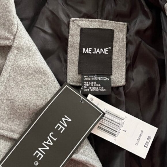 Classic Lines Heather Grey Double Breast Tie Waist Belt Fully Lined Pea Coat - Picture 6 of 11